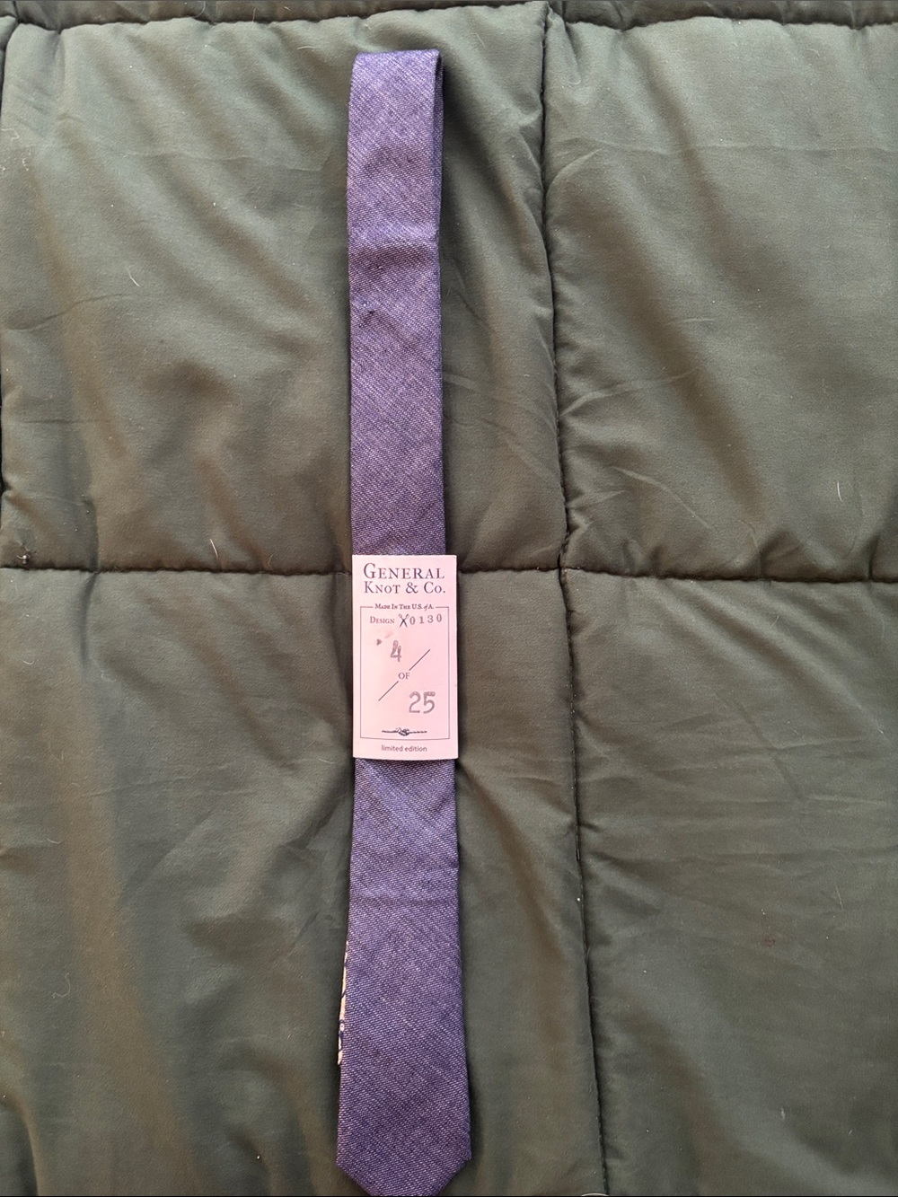 General Knot Co. Blue Slim Wool Blend Tie
